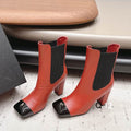 Chanel Red & Black Cap-Toe Ankle Boots