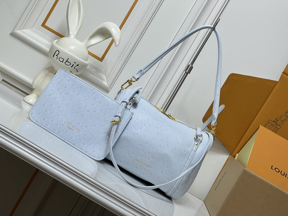 Louis Vuitton White Monogram Shoulder Bag with Matching Pouch